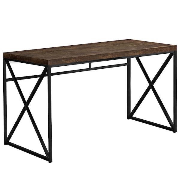 Computer Desk, Home Office, Laptop, Work, Metal, Laminate, Brown, Black, Contemporary, Modern